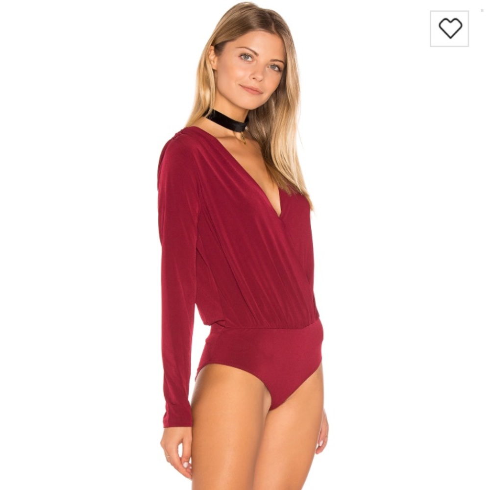 Wine Red Low V Neck Bodysuit